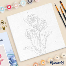 Laden Sie das Bild in den Galerie-Viewer, Mini Malen nach Zahlen mit Rahmen - 3 Rosa Tulpen