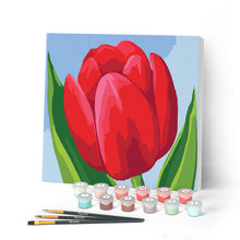 Laden Sie das Bild in den Galerie-Viewer, Mini Malen nach Zahlen mit Rahmen 20x20cm - Rote Tulpe