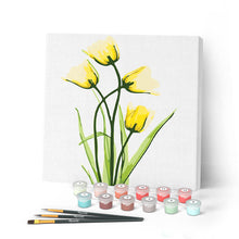 Laden Sie das Bild in den Galerie-Viewer, Mini Malen nach Zahlen mit Rahmen 20x20cm - Hübsche gelbe Blumen