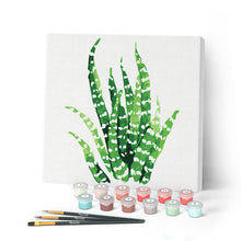 Laden Sie das Bild in den Galerie-Viewer, Mini Malen nach Zahlen mit Rahmen 20x20cm - Fettige Pflanze