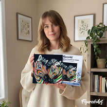 Laden Sie das Bild in den Galerie-Viewer, Mini Malen nach Zahlen mit Rahmen - Buntes Zebrapaar