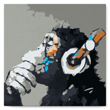 Laden Sie das Bild in den Galerie-Viewer, Mini Malen nach Zahlen mit Rahmen - Affe mit Kopfhörer