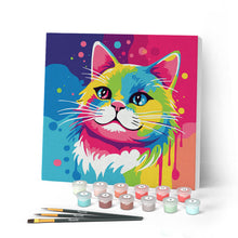 Laden Sie das Bild in den Galerie-Viewer, Mini Malen nach Zahlen mit Rahmen - Abstrakte Pop Art Katze