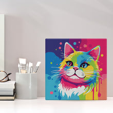 Laden Sie das Bild in den Galerie-Viewer, Mini Malen nach Zahlen mit Rahmen - Abstrakte Pop Art Katze