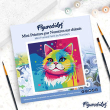 Laden Sie das Bild in den Galerie-Viewer, Mini Malen nach Zahlen mit Rahmen - Abstrakte Pop Art Katze
