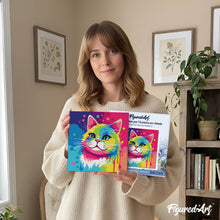 Laden Sie das Bild in den Galerie-Viewer, Mini Malen nach Zahlen mit Rahmen - Abstrakte Pop Art Katze