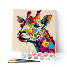 Laden Sie das Bild in den Galerie-Viewer, Mini Malen nach Zahlen mit Rahmen - Abstrakte Pop Art Giraffe