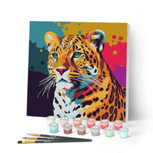 Laden Sie das Bild in den Galerie-Viewer, Mini Malen nach Zahlen mit Rahmen - Abstrakter Pop Art Leopard
