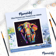 Laden Sie das Bild in den Galerie-Viewer, Mini Malen nach Zahlen mit Rahmen - Abstrakter Pop Art Elefant