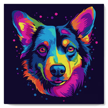 Laden Sie das Bild in den Galerie-Viewer, Mini Malen nach Zahlen mit Rahmen - Neon Hund Abstrakt Pop Art