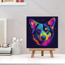 Laden Sie das Bild in den Galerie-Viewer, Mini Malen nach Zahlen mit Rahmen - Neon Hund Abstrakt Pop Art