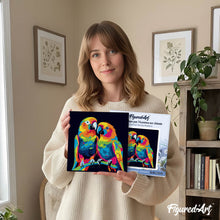 Laden Sie das Bild in den Galerie-Viewer, Mini Malen nach Zahlen mit Rahmen - Papageien Abstrakt Pop Art