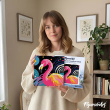 Laden Sie das Bild in den Galerie-Viewer, Mini Malen nach Zahlen mit Rahmen - Flamingo Abstrakt Pop Art