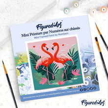 Laden Sie das Bild in den Galerie-Viewer, Mini Malen nach Zahlen mit Rahmen - Tropische Flamingos