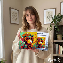 Laden Sie das Bild in den Galerie-Viewer, Mini Malen nach Zahlen mit Rahmen - Fantasie Affe mit Blumen