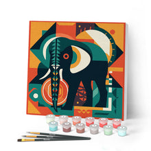 Laden Sie das Bild in den Galerie-Viewer, Mini Malen nach Zahlen mit Rahmen - Abstrakter Art-Deco-Elefant