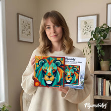 Laden Sie das Bild in den Galerie-Viewer, Mini Malen nach Zahlen mit Rahmen - Abstrakter Art-Deco-Löwe
