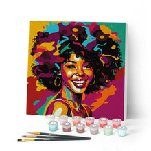 Laden Sie das Bild in den Galerie-Viewer, Mini Malen nach Zahlen mit Rahmen - Afroamerikanische Dame Pop Art