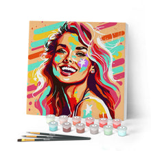 Laden Sie das Bild in den Galerie-Viewer, Mini Malen nach Zahlen mit Rahmen - Schöne Blondine Pop Art
