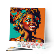 Laden Sie das Bild in den Galerie-Viewer, Mini Malen nach Zahlen mit Rahmen - Afrikanische Königin Pop Art