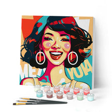 Laden Sie das Bild in den Galerie-Viewer, Mini Malen nach Zahlen mit Rahmen - Charmante Dame Pop Art