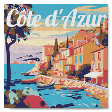 Laden Sie das Bild in den Galerie-Viewer, Mini Malen nach Zahlen mit Rahmen - Reiseplakat Côte d'Azur