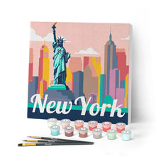 Laden Sie das Bild in den Galerie-Viewer, Mini Malen nach Zahlen mit Rahmen - Reiseplakat Freiheitsstatur New York