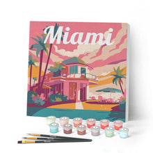 Laden Sie das Bild in den Galerie-Viewer, Mini Malen nach Zahlen mit Rahmen - Reiseplakat Miami