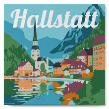 Laden Sie das Bild in den Galerie-Viewer, Mini Malen nach Zahlen mit Rahmen - Reiseplakat Hallstatt