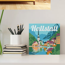 Laden Sie das Bild in den Galerie-Viewer, Mini Malen nach Zahlen mit Rahmen - Reiseplakat Hallstatt