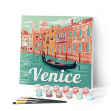 Laden Sie das Bild in den Galerie-Viewer, Mini Malen nach Zahlen mit Rahmen - Reiseplakat Venedig