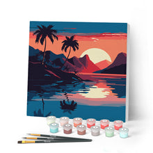 Laden Sie das Bild in den Galerie-Viewer, Mini Malen nach Zahlen mit Rahmen - Das Meer und der Sonnenuntergang