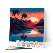 Laden Sie das Bild in den Galerie-Viewer, Mini Malen nach Zahlen mit Rahmen - Das Meer und der Sonnenuntergang