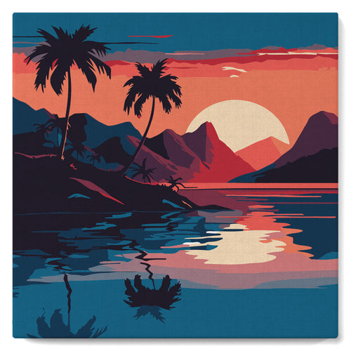 Mini Malen nach Zahlen mit Rahmen - Das Meer und der Sonnenuntergang