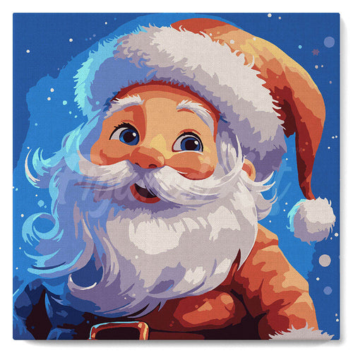 Mini Malen nach Zahlen mit Rahmen - Lächelnder Weihnachtsmann