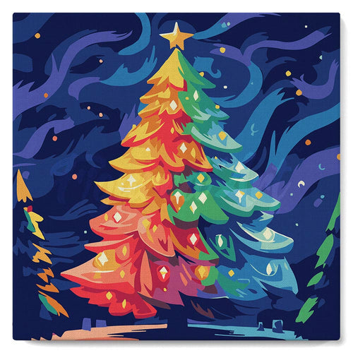 Mini Malen nach Zahlen mit Rahmen - Bunter Weihnachtsbaum