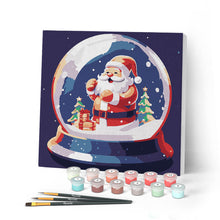 Laden Sie das Bild in den Galerie-Viewer, Mini Malen nach Zahlen mit Rahmen - Weihnachtsmann in Schneekugel