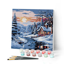 Laden Sie das Bild in den Galerie-Viewer, Mini Malen nach Zahlen mit Rahmen - Liebliches Winterhäuschen