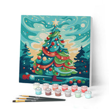 Laden Sie das Bild in den Galerie-Viewer, Mini Malen nach Zahlen mit Rahmen - Abstrakter Weihnachtsbaum