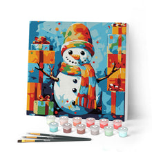 Laden Sie das Bild in den Galerie-Viewer, Mini Malen nach Zahlen mit Rahmen - Schneemann und Geschenke 2