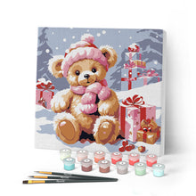 Laden Sie das Bild in den Galerie-Viewer, Mini Malen nach Zahlen mit Rahmen - Teddybär und Geschenke