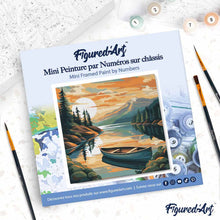 Laden Sie das Bild in den Galerie-Viewer, Mini Malen nach Zahlen mit Rahmen - Bergsee mit Kanu