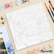 Laden Sie das Bild in den Galerie-Viewer, Mini Malen nach Zahlen mit Rahmen - Bergsee mit Kanu