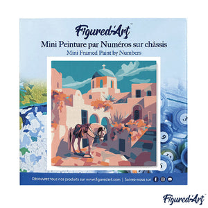 Mini Malen nach Zahlen mit Rahmen - Santorini Pferdeszene