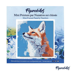 Mini Malen nach Zahlen mit Rahmen - Fuchs mit blauem Himmel