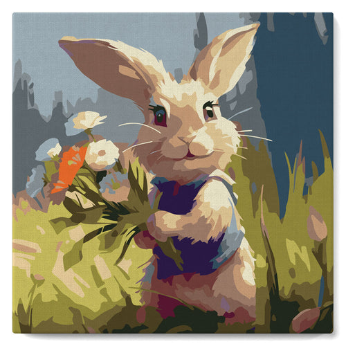 Mini Malen nach Zahlen mit Rahmen - Hase und Wildblumen