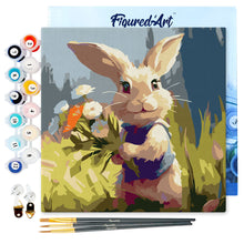 Laden Sie das Bild in den Galerie-Viewer, Mini Malen nach Zahlen mit Rahmen - Hase und Wildblumen