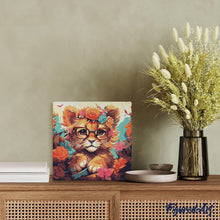 Laden Sie das Bild in den Galerie-Viewer, Mini Malen nach Zahlen mit Rahmen - Fantasie-Löwenjunges und Blumen