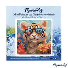 Laden Sie das Bild in den Galerie-Viewer, Mini Malen nach Zahlen mit Rahmen - Fantasie-Tigerjunges und Blumen