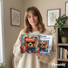 Laden Sie das Bild in den Galerie-Viewer, Mini Malen nach Zahlen mit Rahmen - Fantasie-Bär und Blumen